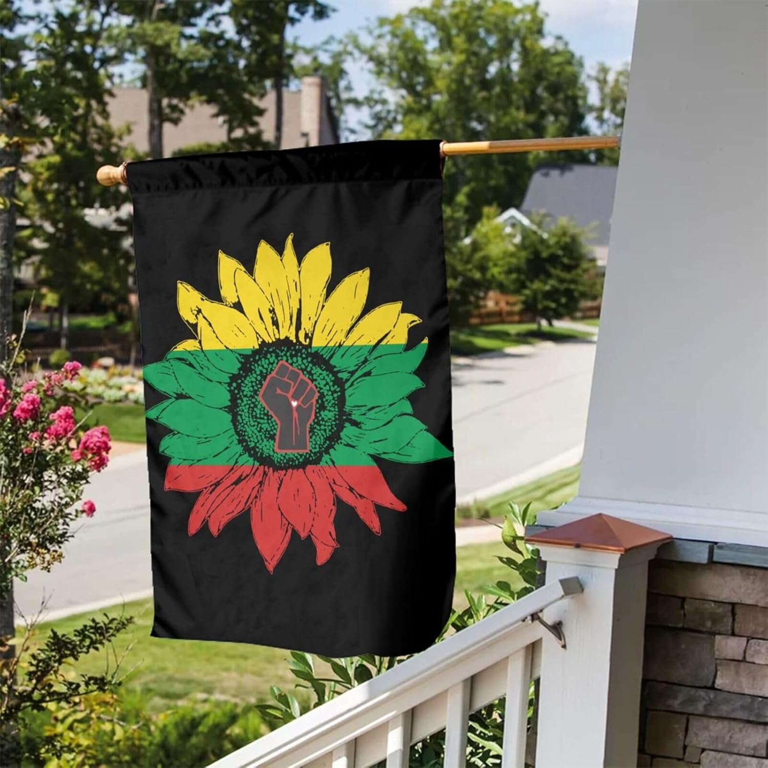 Black History Month Sunflower Fist Garden Flag 12 x 18 inches Vertical ...