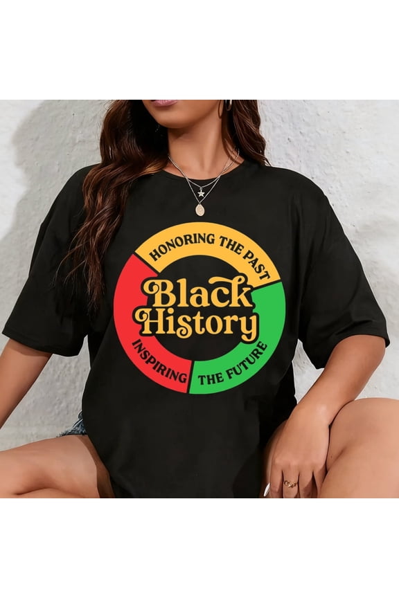 Black History Month T-Shirt Honoring The Past Inspiring The Future Retro Graphic Tee Unisex Adult Short Sleeve Cotton Top Empowerment Apparel