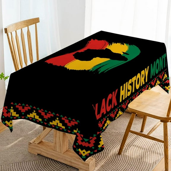 Black History Month Table Cloth African American Heritage Festival Holiday Party Tablecloth Decoration Celebration Kitchen Dining Room Home Rectangular Table Cover Decor (60" x 102")