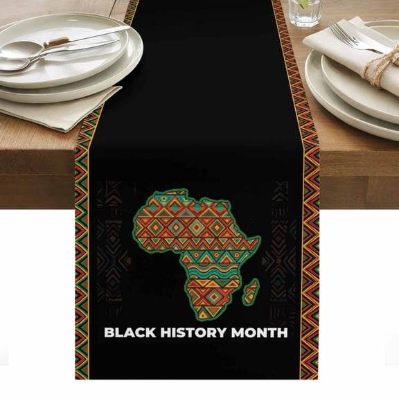 Black History Month Table Runner Abstract African Geometric Tablerunners 13 x 48 Inch, Table Decorations Tabletop Scarf for Summer Gathering Holiday Farmhouse Kitchen Dining Decor