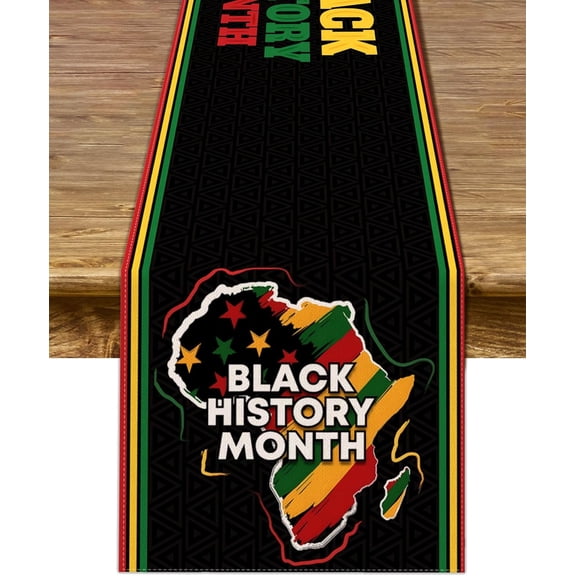 Black History Month Table Runner Afro African American Freedom Day Decoration Home Kitchen Dining Room Decor 71Inches Long
