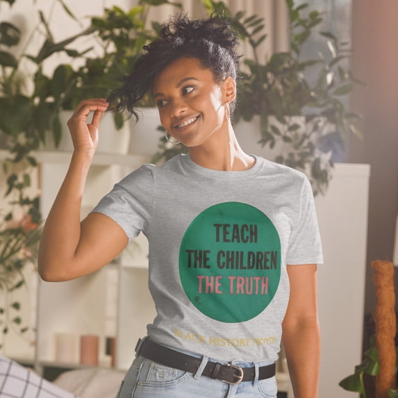 Black History Month "Teach the children the truth" Short-Sleeve Unisex T-Shirt (Sport Grey, XL)