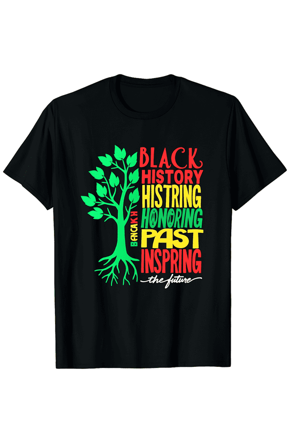 Black History Month Tree of Life Graphic Tee - Honoring Past Inspiring Future Retro African American Heritage Unisex T-Shirt