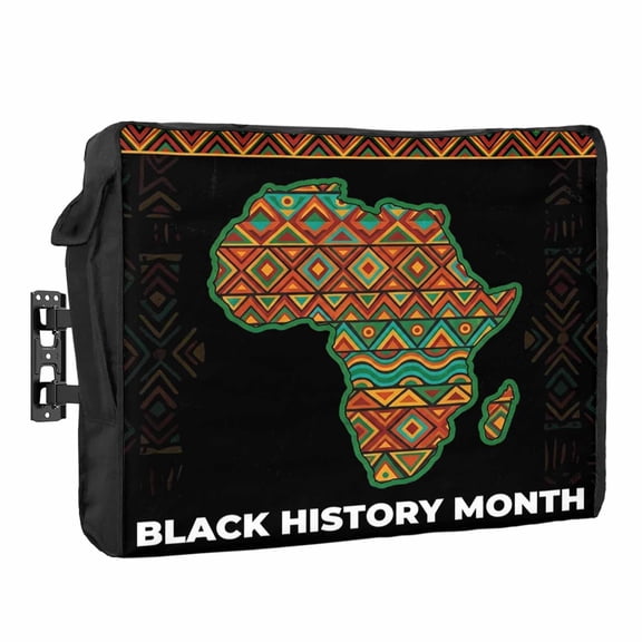 Black History Month Waterproof Outdoor TV Cover, Retro Abastract Texture Outside Weatherproof TV Enclosures for 80 to 85 Inch LCD Television Shield Flat Screen Protectors