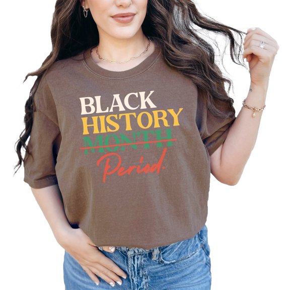 Black History Period with the Word Month Slashed, African-American, Espresso Comfort Colors T-Shirt, Large