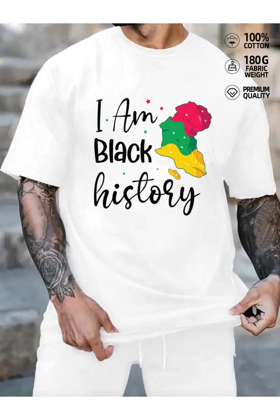 Black History Pride men's white 180G 100% Cotton Perfect for exercise Unique Design Unisex Shirt Graphic Tee tshirts Fashion Unisex Shirt Printed tshirts