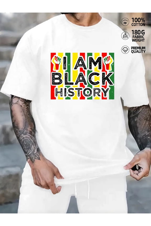 Black History Pride men white 180G 100% Cotton Wearable year-round Basic Unisex Shirt Short Sleeve tshirts Unique Design Unisex Shirt Printed tshirts