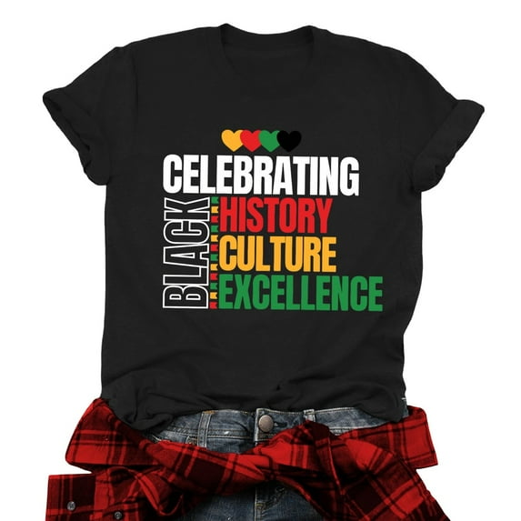 Black History Shirts For Women: African American Pride T-shirt Celebrating Black Culture Excellence Short Sleeve T-shirt