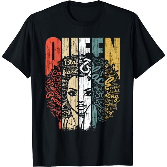 Black History T Shirts for Women Educated Strong Black Queen T-Shirt