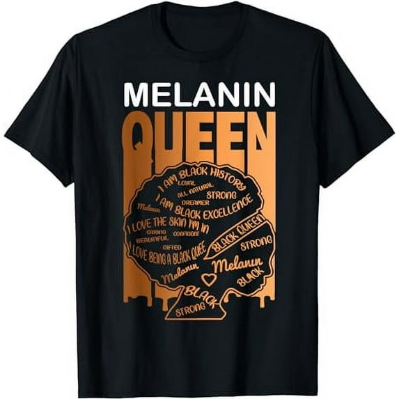 Black History T Shirts for Women Melanin Queen African Hair T-Shirt