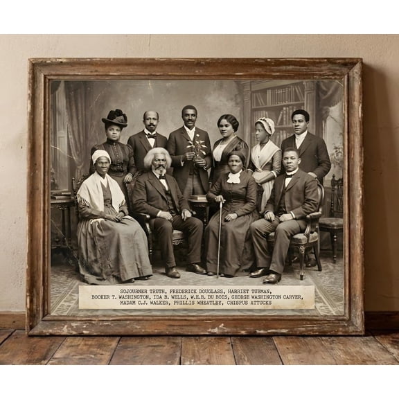 Black History Wall Art African American Icons Vintage, Unframed Canvas