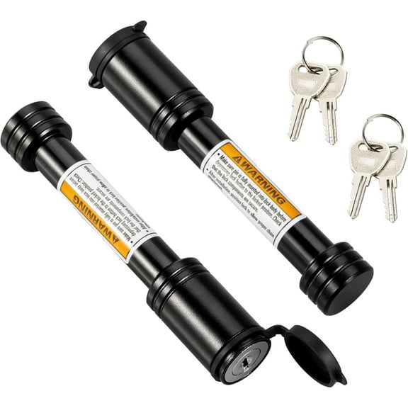 Black Hitch Pin Lock, 5/8" Dia Trailer Hitch Looking Pin with Keys Keyed Alike for 2 inch Receiver