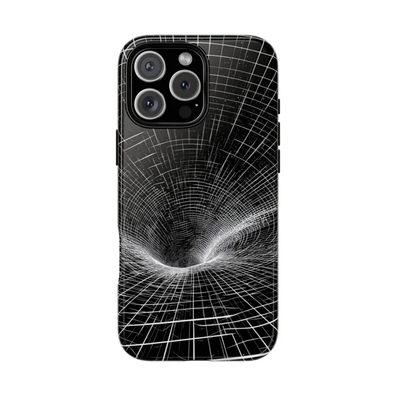 Black Hole Geometric Grid Abstract Case for iPhone 17 to 11 Pro Max