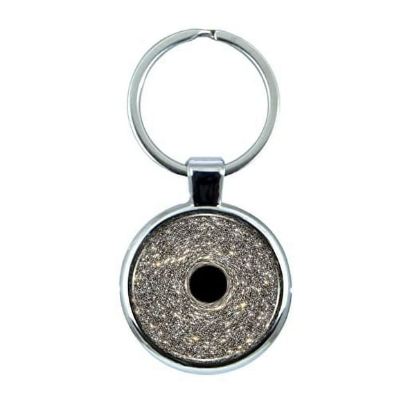 Black Hole Keychain with Epoxy Dome and Metal Keyring
