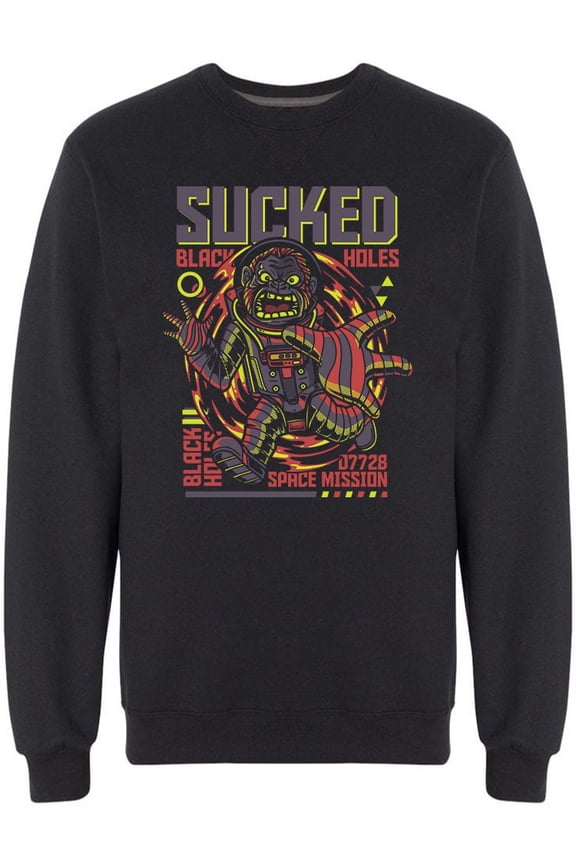 Black Hole Space Monkey Sweatshirt Men -Image by Shutterstock, Male x-Large