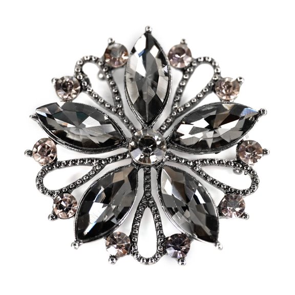 Black Hollow Metal Flower Rhinestone Coat Buttons 10 Pack 40mm
