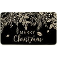 thumbnail image 1 of Black Holly Mistletoe Merry Christmas Doormat, Xmas Winter Home Decor Low-Profile Switch Rug Door Mat Floor Mat for Indoor Outdoor 17x29 Inch, 1 of 6