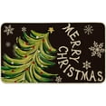 thumbnail image 1 of Black Holly Mistletoe Merry Christmas Doormat, Xmas Winter Home Decor Switch Rug Door Mat 17x29 Inch, 1 of 6