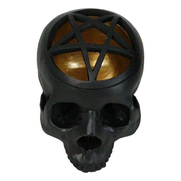 Black Holy Grail Talisman Pentagram Witch Skull Decorative Trinket Box Figurine