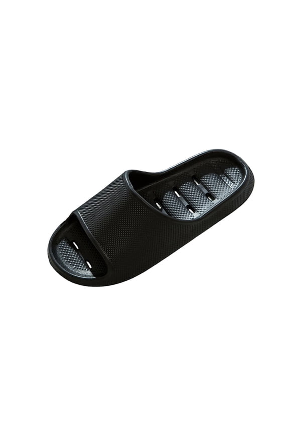 Black Home Slippers Thick Soft Sole Lightweight for Indoor Outdoor Use Unisex Bath Slippers Water Friendly Fits Size 9 Fits Foot Length 10.43 Inches