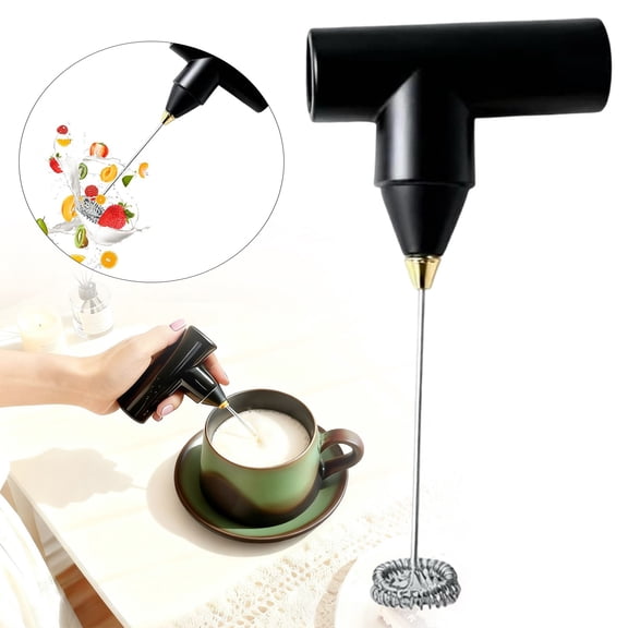 Black Home Wireless Mini Egg Beater 17x8 cm by Dusknt Cordless Stainless Mixer Egg Beater Shaker Hand Held Appliance for Home Cook Coffee Cake Bar