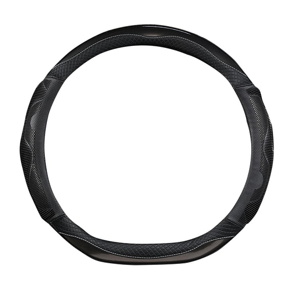 Black Honeycomb Steering Wheel Cover Non Slip Grip Handlebar Cover Made Of Leather With Elastic Inner Ring For D Shape Steering Wheel For Enhanced Comfort And Style In All Seasons For Men