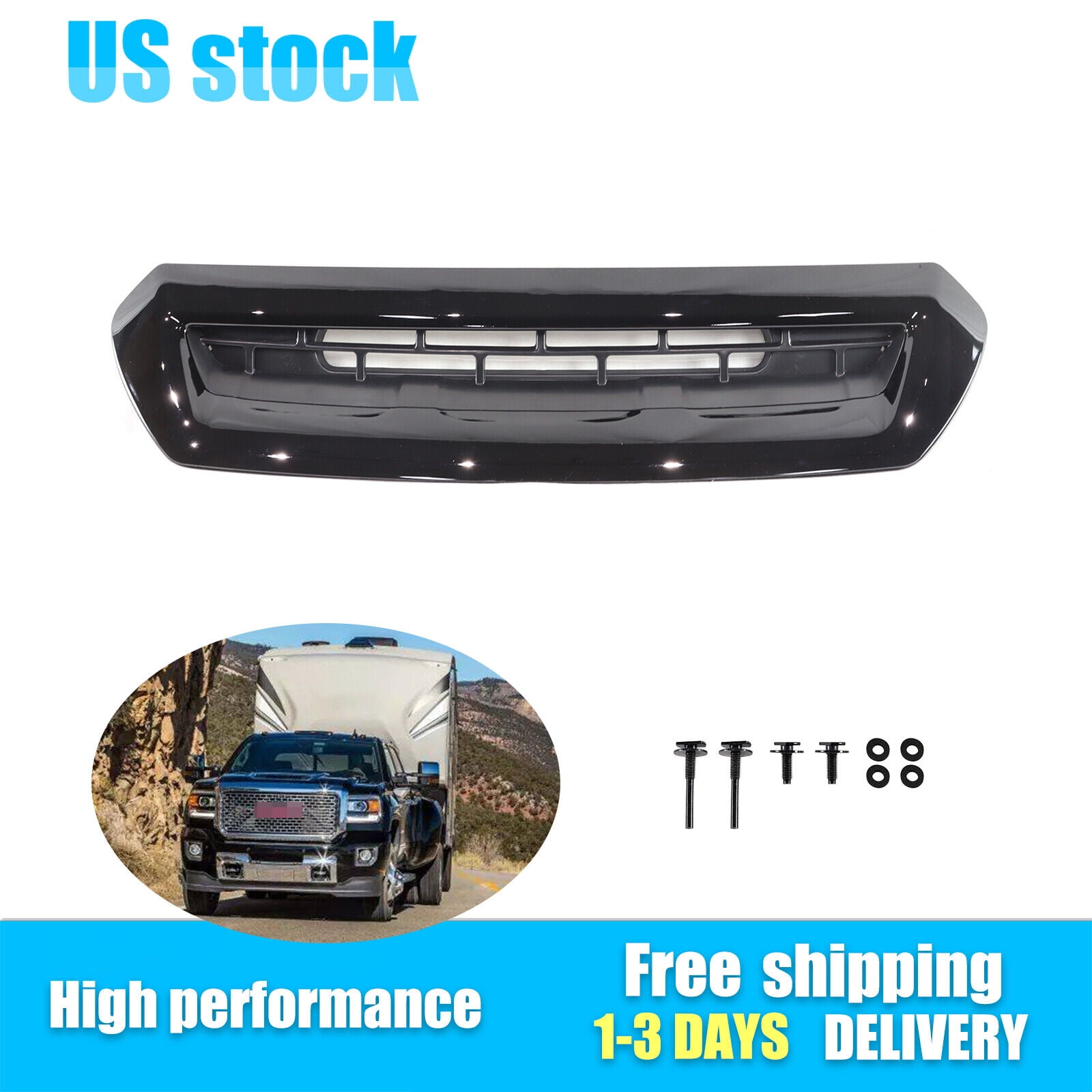 Black Hood Air Vent Fits 17-19 GMC Sierra 2500 HD 3500 HD 6.0L 6.6L 84240941
