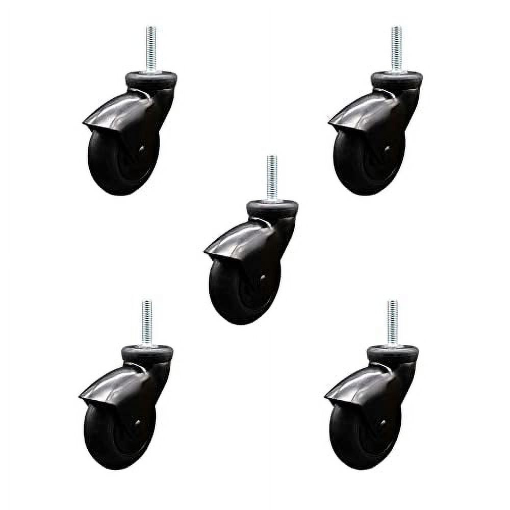 Black Hooded 3 Inch Swivel Neoprene Rubber Casters And 8Mm Threaded Stem Lbs. Total Capacity Set