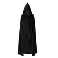 thumbnail image 1 of Black Hooded Cape Kids Long Black Cloak Costume Witch Cape Velvet Halloween Cloak with Hood Role Play Classic Black 31.5", 1 of 5