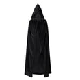 thumbnail image 1 of Black Hooded Cape Kids Long Black Cloak Costume Witch Cape Velvet Halloween Cloak with Hood Role Play Classic Black 39.4", 1 of 5