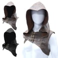 thumbnail image 1 of Black Hooded Cloak Long Velvet Cape Halloween Shawl Pu Adult Robe Hooded Cloak for Halloween & Christmas - Vampire Tunic Uniform Costume L, 1 of 5