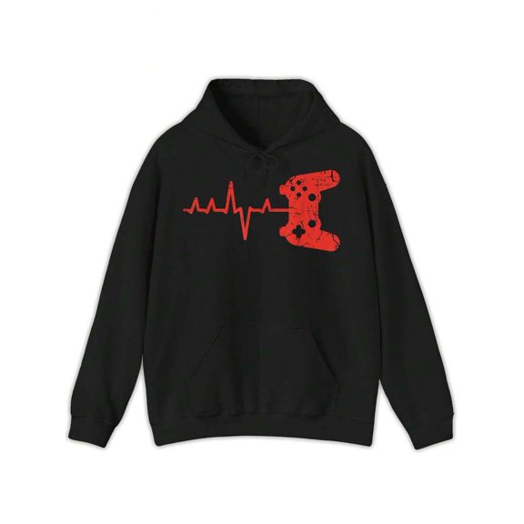 Black Hoodie, Game Controller Heart Rate Monitor, Thin Pullover Hoodie, Classic Pullover Style – Timeless And Versatile, Easy To Style – Works With Jeans, Joggers, Or Shorts,Christmas Costume,Winter