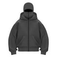 thumbnail image 1 of Black Hoodie Men Balaclava Hoodie Mens Balaclava Hoodie Double Hooded Pullover Kangaroo Pocket Hoodie For Men Casual Streetwear, 1 of 3