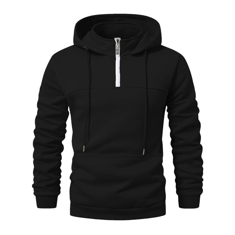 Black Hoodie Men Men's Casual Hooded Sweatshirt Loose Fit Pullover