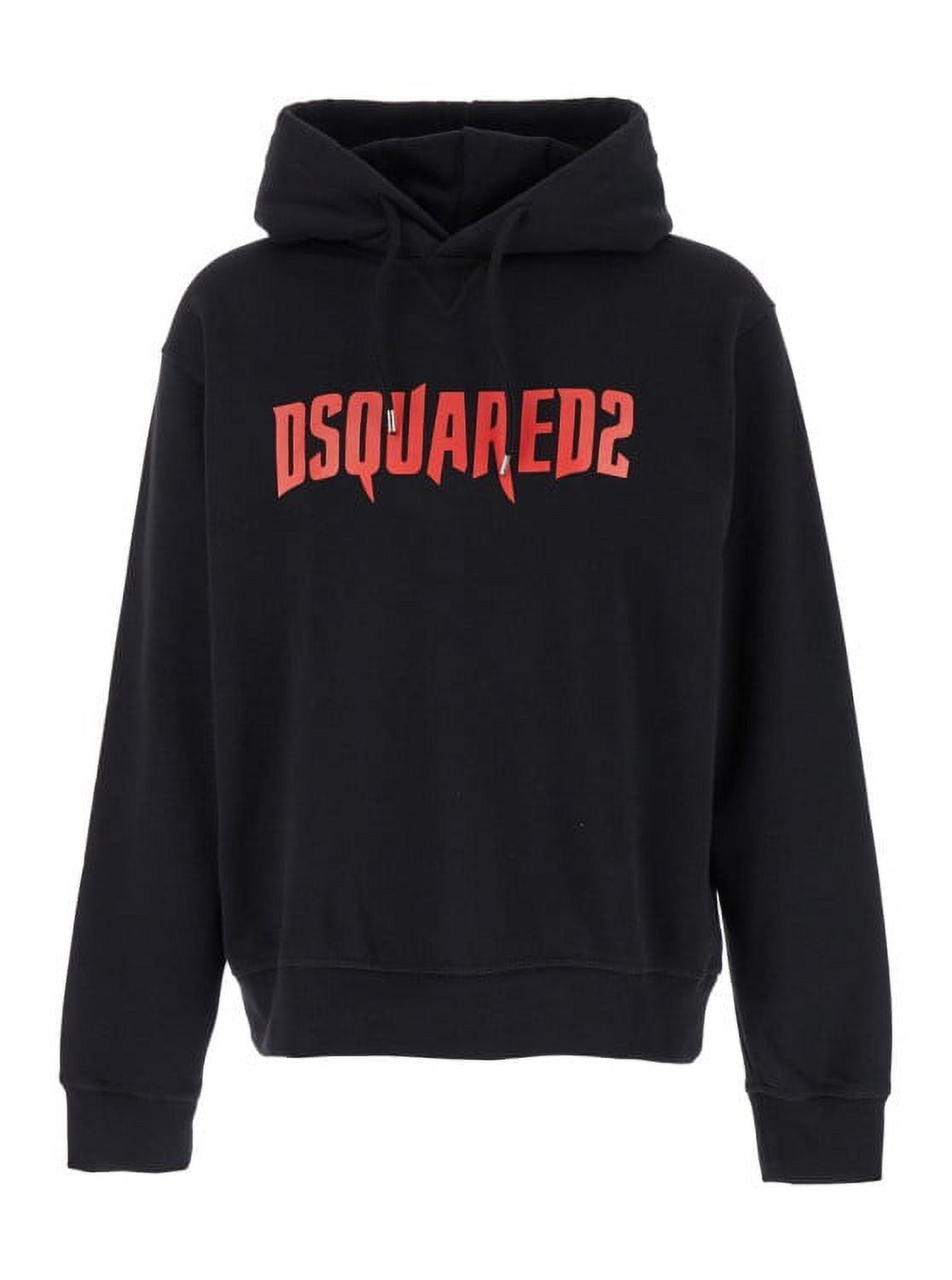 Black Logo Embroidered Cotton Hoodie