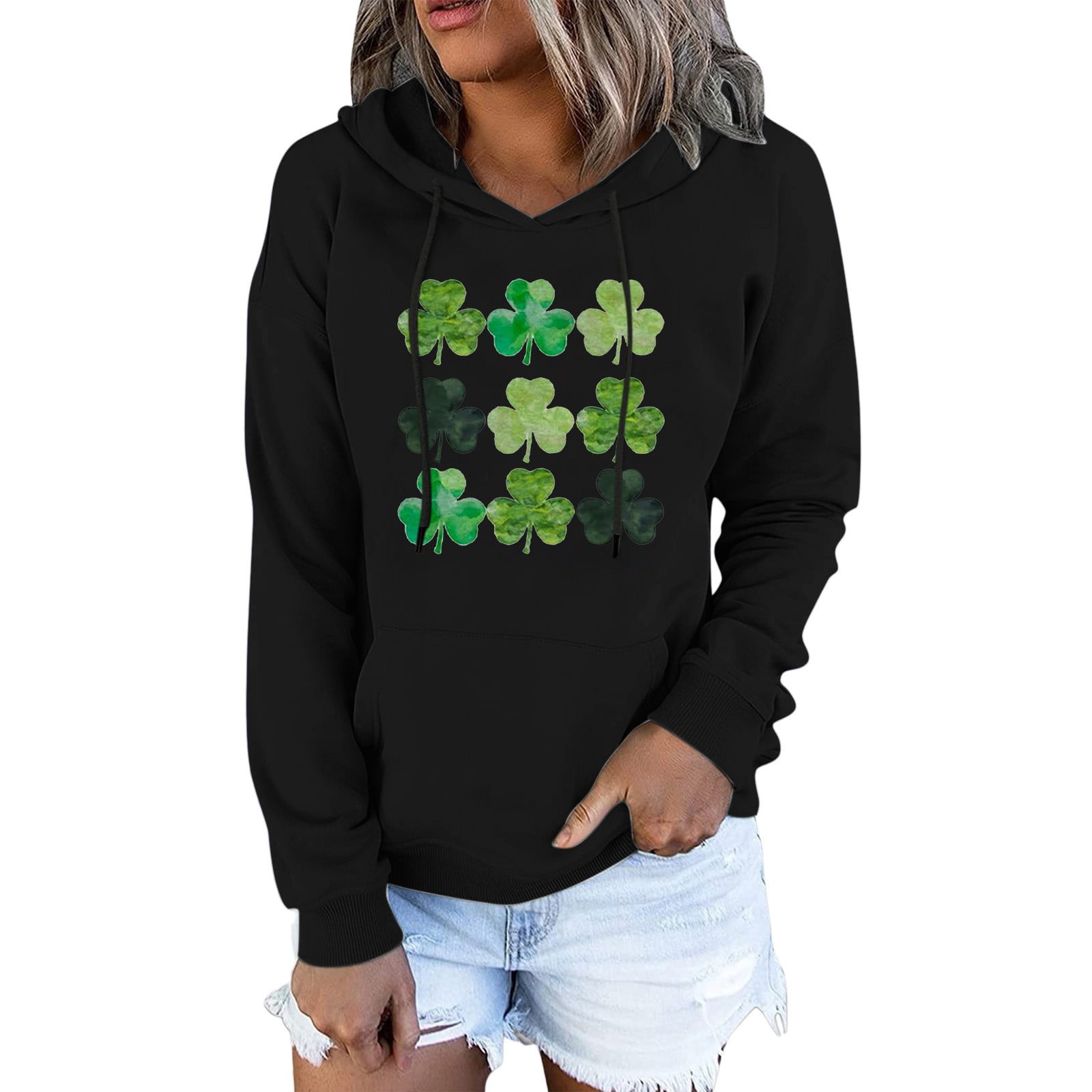 Black Hoodie Womens Daily Home Outdoor Workout Long Sleeve O Neck T