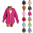 thumbnail image 1 of Black Hoodie Womens Sweatshirt Oversized Hoodie Women Casual Lightweight Zip Up Women's Hoodie Soft Comfortable Pullover Sweatshirt Casual Loose Fit Long Sleeve Warm Winter Fall Outerwear, 1 of 9