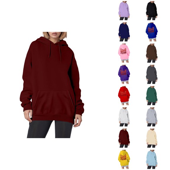 Black Hoodie Womens Sweatshirt Oversized Women Cropped Zip Up Daily Women's Casual Loose Fit Letter Print Pullover For Wear Vacation Spring Winter Comfortable Soft