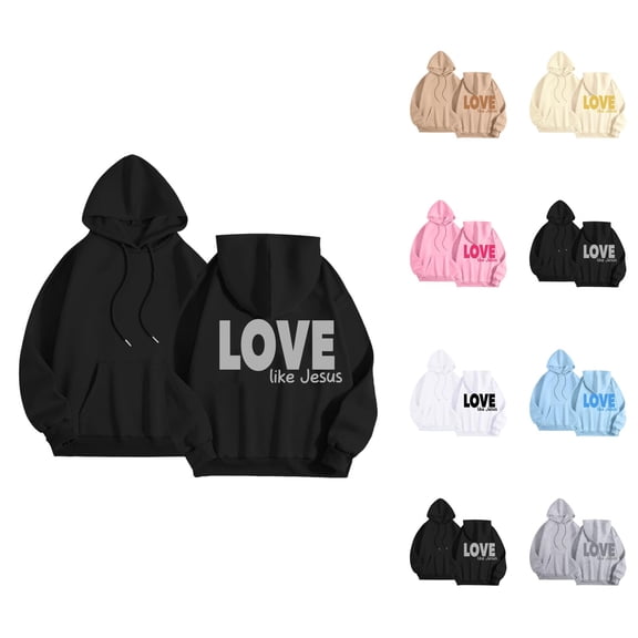 Black Hoodie Womens Sweatshirt Zip Up Women Oversized for Daily Wear Hooded Long Sleeve Graphic Print Pullover For Men Casual Comfortable Everyday Spring Fall Fashion