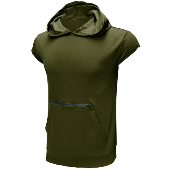 Black Hoodies for Men Pullover Fashion Casual Solid Color Zipper Pockets Sports Fitness Sleeveless Hooded Blouse