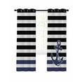 thumbnail image 1 of Black Horizontal Striped Blackout Curtains 39 Inches Length, Navy Anchor Nautical Coastal Window Treatment Thermal Insulated Drapes for Bedroom Living Room 2 Panels 55x39 Inches, 1 of 8