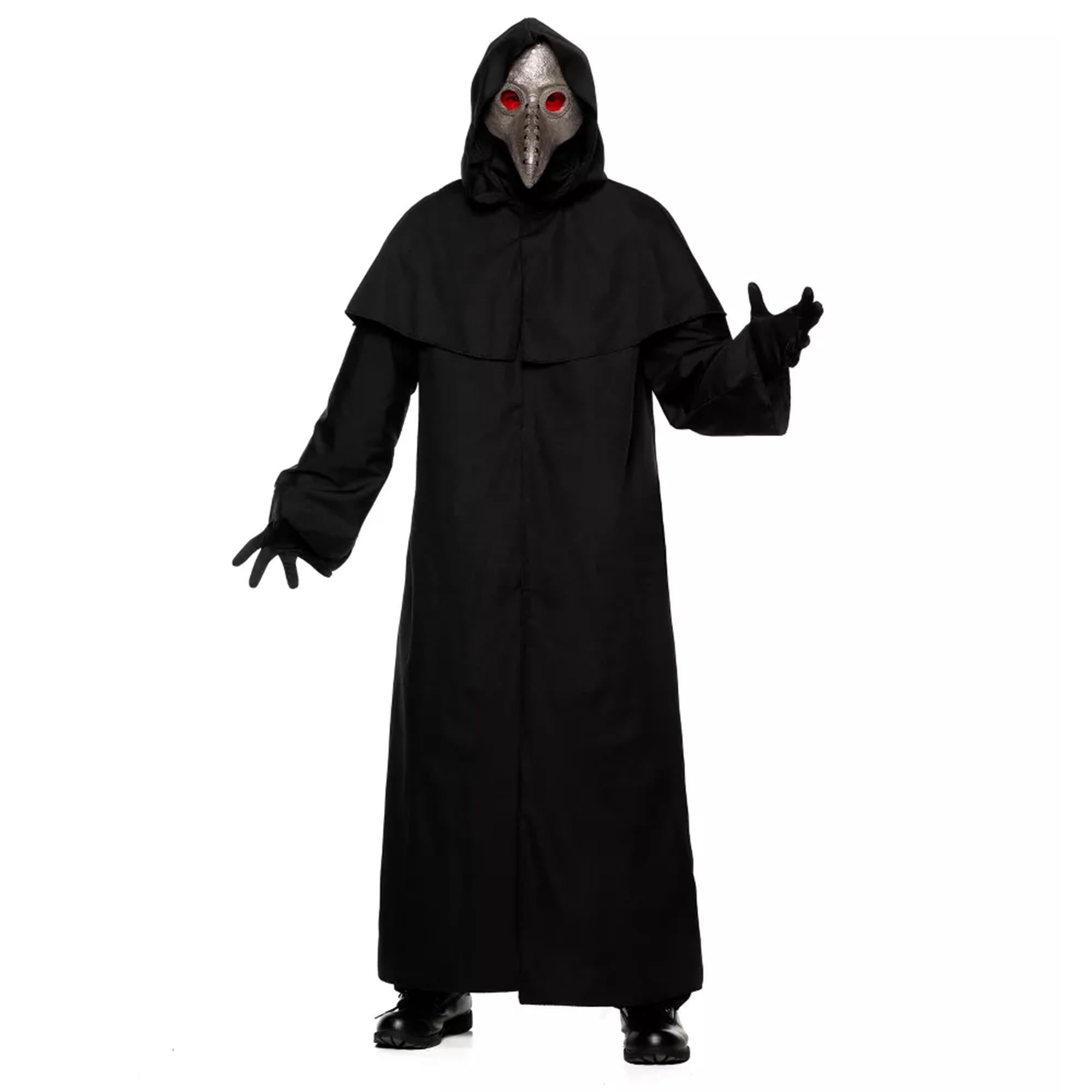 Black Horror Hooded Robe Medieval Adult Men s Halloween Costume One Size