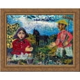 thumbnail image 1 of Black Horse 24x20 Gold Ornate Wood Framed Canvas Art by David Burliuk, 1 of 2