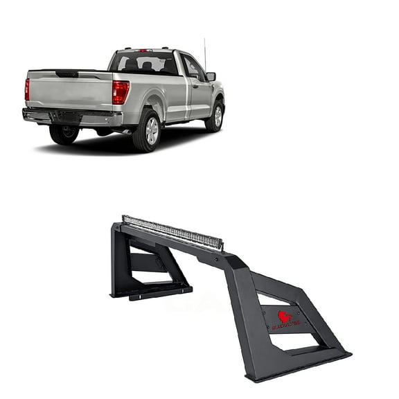 Black Horse Armour Roll Bar Matte Black Includes 1 40in LED Light Bar Compatible with 07-22 Silverado 1500|09-24 Ford F-150|07-24 Tundra|07-24 Sierra/Silverado 1500/2500/3500 HD|19-24 Ram 1500