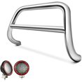 thumbnail image 1 of Black Horse A Bar Kit No Skid Plate Stainless Steel Compatible with 2022-2025 Nissan Pathfinder|2022-2024 Infiniti QX60, Comes with a Set of 5.3" Red Round Flood LED Lights, 1 of 7