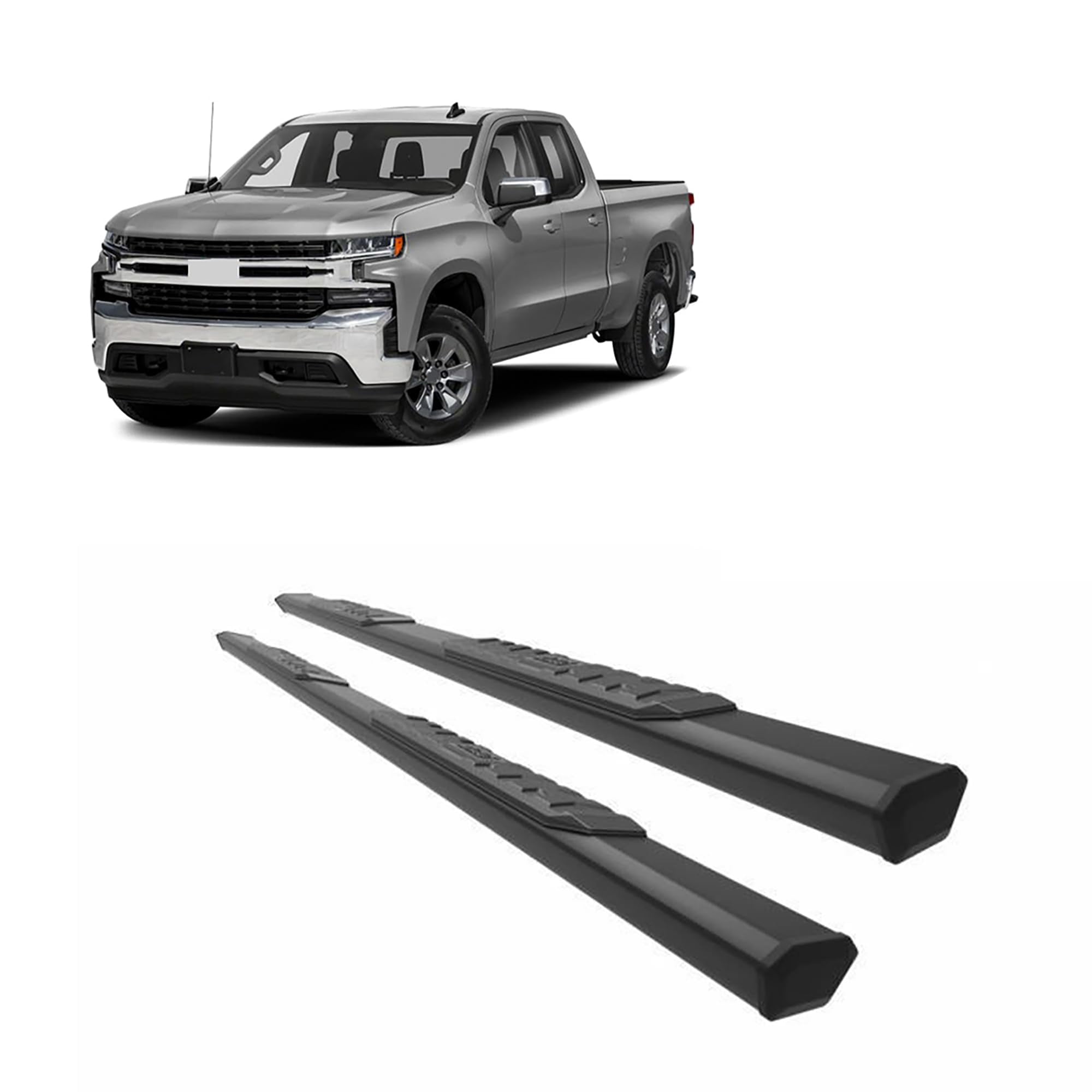 Black Horse Epic Running Boards Black Compatible with 19-23 Silverado 1500|Sierra 1500|22 Silverado 1500LTD|1500 Limited|20-23 Silverado 2500HD|3500 HD|Sierra 2500HD|3500 HD-E0379