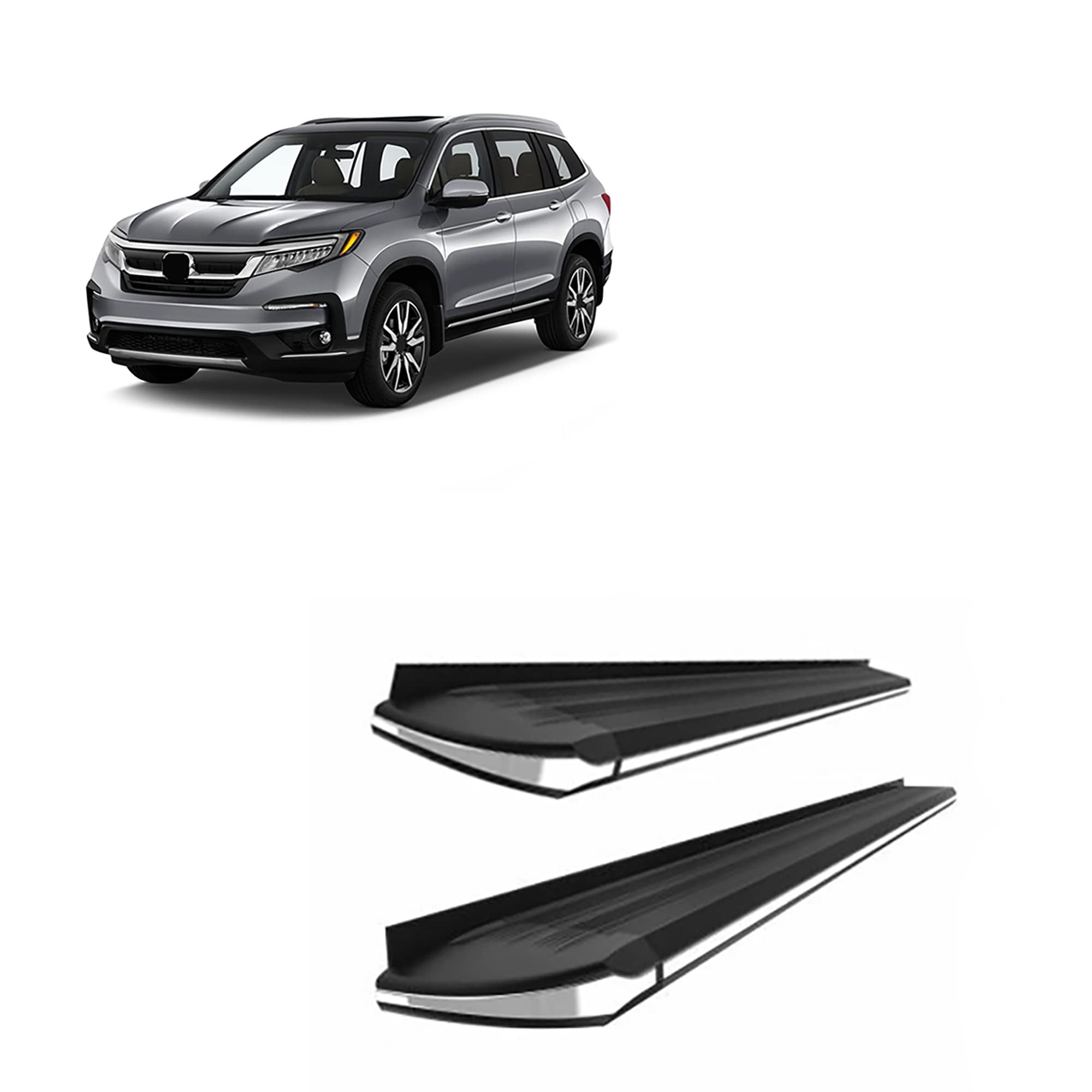 Black Horse Black Aluminum Exceed Running Boards Compatible with 16-22 Honda Pilot / 19-22 Honda Passport / 17-22 Honda Ridgeline