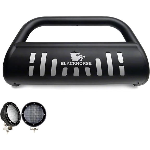 Black Horse Bull Bar Incl.pair of 5.3"Dia.LED Lights,Black Compatible with 11-21 Grand Cherokee (Excl. LD X, High Altitude, Summit, SRT, SRT8, Trackhawk,Trailhawk,cruise control sensor)|11-13 Durango