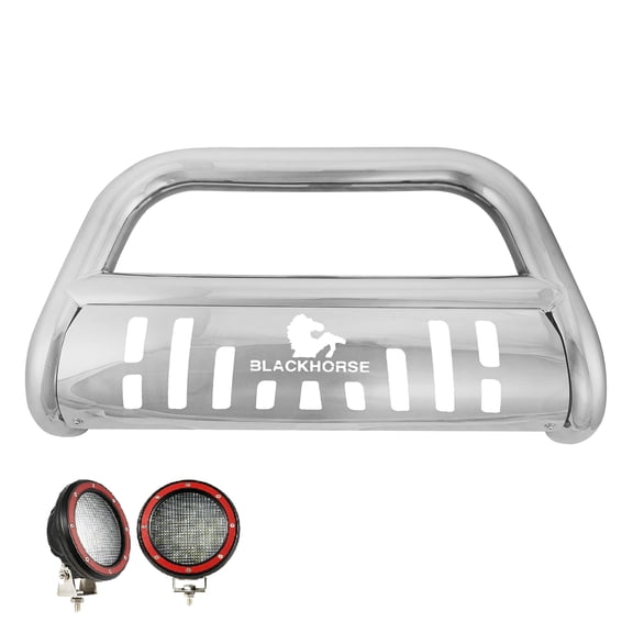 Black Horse Bull Bar Incl. pair of 5.3"Dia.LED Lights Stainless Steel Compatible with 14-20 Acura MDX|18-20 Honda Odyssey|17-22 Honda Passport|16-22 Honda Pilot|17-23 Honda Ridgeline