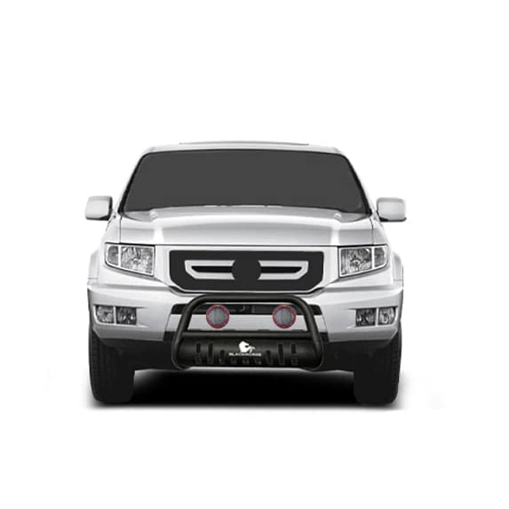 Black Horse Bull Bar-T Textured Black Come With Pair of 5.3"LED Flood Lights with Red Trim Rings Compatible with 2006-2015 Honda Ridgeline|2003-2008 Honda Pilot|2001-2006 Acura MDX-CBT-C505SP-PLFR